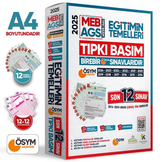 2025 MEB AGS Uyumlu KPSS EĞİTİM BİLİMLERİ ÖSYM Çıkmış Soru Tıpkı Basım 12li Deneme Paketi Çözümlü