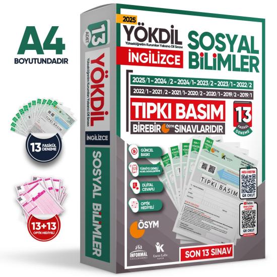 2025 YÖKDİL İngilizce SOSYAL BİLİMLER ÖSYM Çıkmış Soru Tıpkı Basım Deneme Paketi 13lü Türkiye Geneli