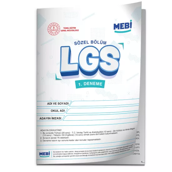 2026 LGS 8.Sınıf MEB ONLİNE Türkiye Geneli 1. Deneme (Sayısal–Sözel) Birebir PDF BASKI ÜCRETİ
