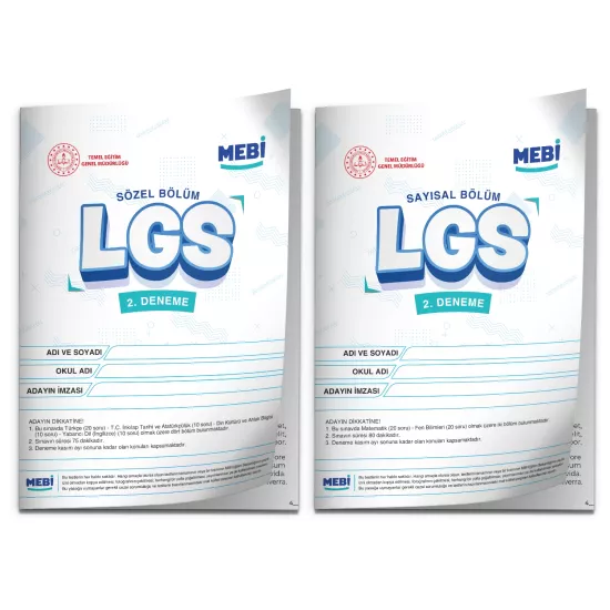 2026 LGS 8.Sınıf MEB ONLİNE Türkiye Geneli 2. Deneme (Sayısal–Sözel) Birebir PDF BASKI ÜCRETİ