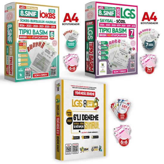 2025 8.Sınıf LGS-İOKBS Tıpkı Basım ve ÖZGÜN Yeni Nesil Deneme Seti 19lu (7+6+6) ALTIN PAKET TG Çözüm