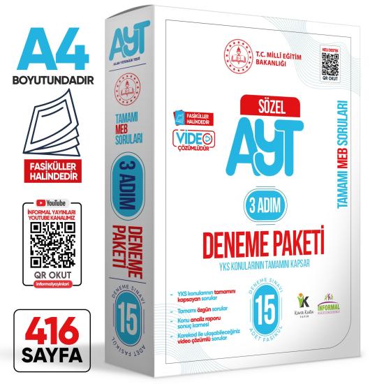 2025 3 Adım YKS-AYT Sözel MEBİ Özgün Sorular 15li Deneme Fasikül Paketi Video Çözümlü