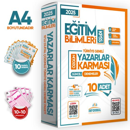 2025 KPSS Eğitim Bilimleri Yazarlar Karması Türkiye Geneli Kurumsal 10lu D. Çözümlü Paket Deneme