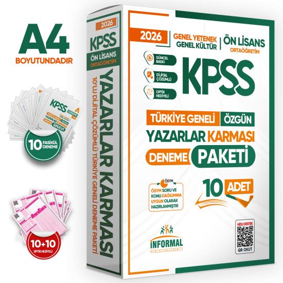 2026 KPSS ÖnLisans Yazarlar Karması GY-GK Türkiye Geneli Kurumsal 10lu Deneme Paketi Dijital Çözüm 