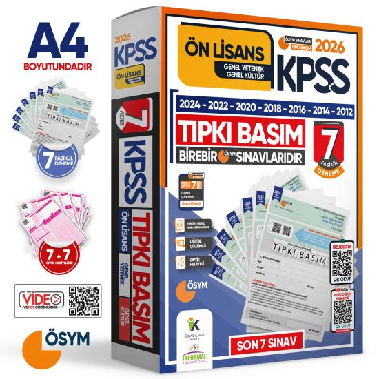 2026 KPSS Önlisans-Ortaöğretim/Lise ÖSYM Tıpkı Basım 14lü (7+7) Deneme Seti TG Dijital Çözümlü