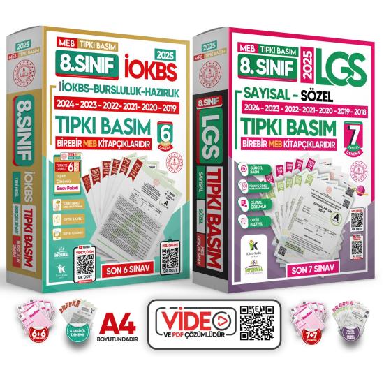 2025 8.Sınıf MEB LGS-İOKBS(BURSLULUK) Çıkmış Soru Tıpkı Basım 13lü Deneme Paketi TG Video Çözümlü