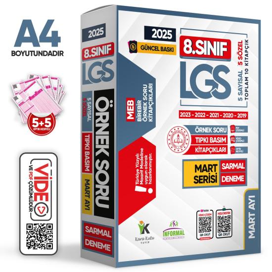 2025 8.Sınıf LGS Mart Ayı MEB Örnek Soru Tıpkı Basım 5li Sarmal Deneme Paketi Video/PDF Çözümlü