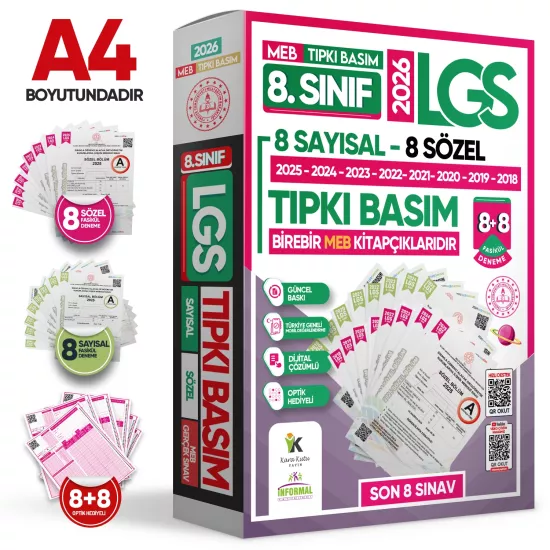 2026 8.Sınıf LGS-İOKBS Tıpkı Basım ve ÖZGÜN Yeni Nesil Deneme Seti 23lü(9+8+6) ALTIN PAKET TG Çözüm