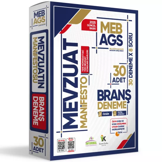 2025 MEB AGS MEVZUAT Manifesto Branş Deneme PAKETİ 30lu (30x8) Fasikül SETİ Özgün Dijital Çözümlü