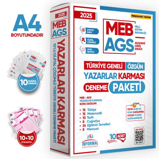 2025 MEB-AGS Yazarlar Karması 10 Adet 80 Soruluk Çözümlü Deneme Türkiye Geneli KURUMSAL Paket
