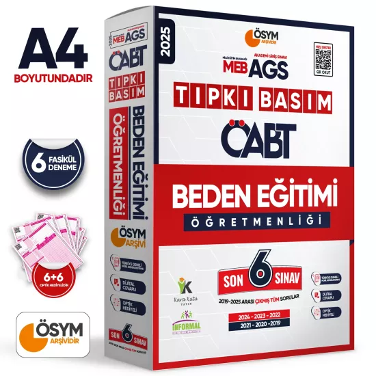 2025 MEB-AGS ÖABT Beden Eğitimi Öğretmenliği ÖSYM Tıpkı Basım 6lı Deneme Paketi Dijital Çözümlü