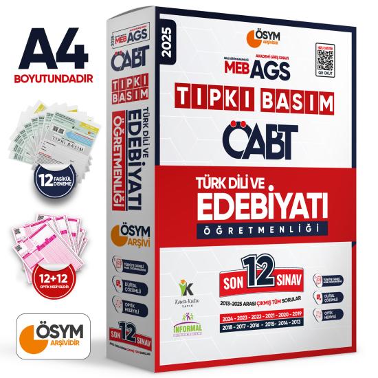 2025 MEB-AGS ÖABT Türk Dili ve Edebiyatı Öğretmenliği ÖSYM Tıpkı Basım 12li Deneme Paketi Dijital Çözümlü