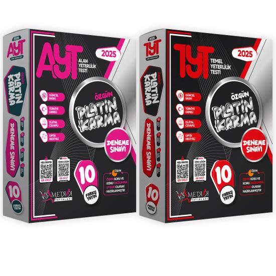 2025 YKS TYT-AYT Platin Karma Yayınlar Kurumsal 20li (10+10) Paket Deneme Sınavı Türkiye Geneli