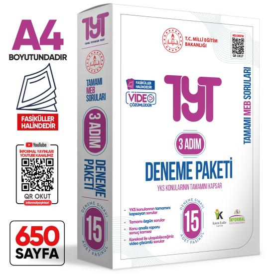 2025 3 Adım YKS-TYT MEBİ Özgün Sorular 15li Deneme Kitapçıkları Fasikül Paketi Video Çözümlü