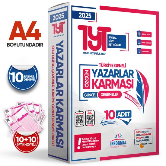 2025 YKS-TYT Yeni Sistem Yazarlar Karması Türkiye Geneli KURUMSAL 10lu Dijital Çözümlü Deneme Paketi