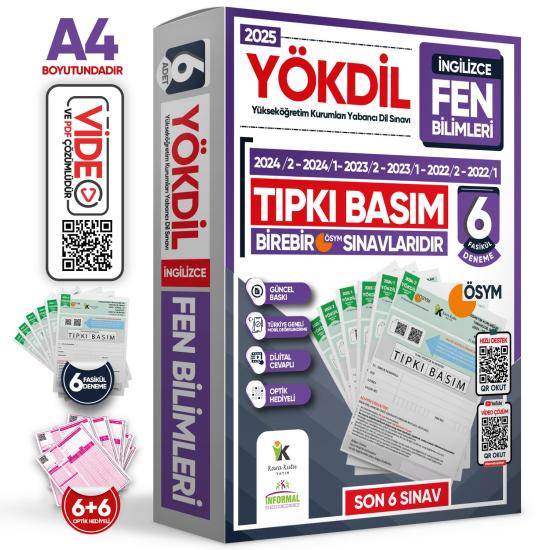 2025 YÖKDİL İngilizce FEN BİLİMLERİ ÖSYM Çıkmış Soru Tıpkı Basım Deneme Paketi 6lı Türkiye Geneli