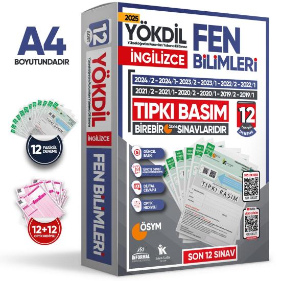 2025 YÖKDİL İngilizce FEN BİLİMLERİ ÖSYM Çıkmış Soru Tıpkı Basım Deneme Paketi 12li Türkiye Geneli