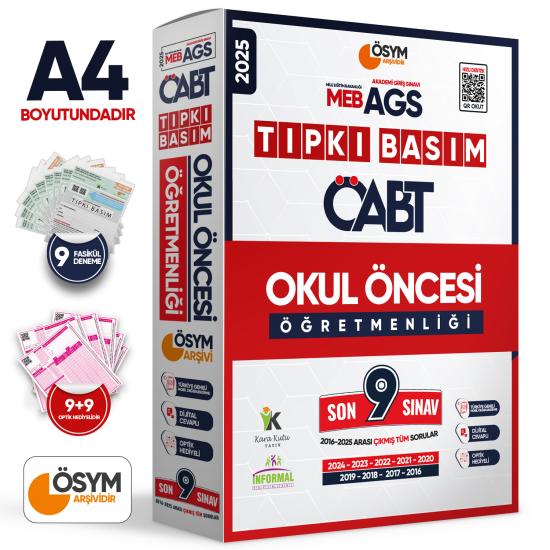 2025 MEB-AGS ÖABT OKUL ÖNCESİ Öğretmenliği ÖSYM Tıpkı Basım 9lu Deneme Paketi Türkiye Geneli