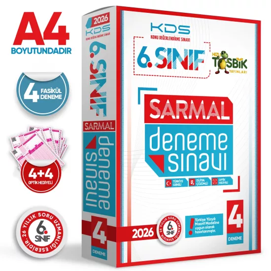 2026 6.Sınıf Yeni Sistem KDS SARMAL Deneme Paketi 4lü Türkiye Geneli D.Çözümlü Hızlı Tosbik Yayın