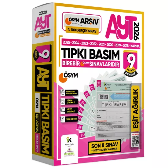 2026 AYT Eşit Ağırlık (TM) ÖSYM Çıkmış Soru Tıpkı Basım 9lu Deneme Paketi Türkiye Geneli Çözümlü SET
