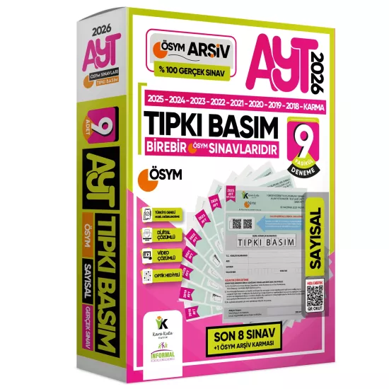 2026 AYT SAYISAL ÖSYM Çıkmış Soru Tıpkı Basım 9lu Deneme Paketi Türkiye Geneli Çözümlü SET