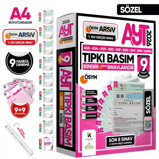 2026 AYT SÖZEL ÖSYM Çıkmış Soru Tıpkı Basım 9lu Deneme Paketi Türkiye Geneli Video/PDFÇözümlü SET