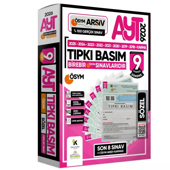 2026 AYT SÖZEL ÖSYM Çıkmış Soru Tıpkı Basım 9lu Deneme Paketi Türkiye Geneli Video/PDFÇözümlü SET