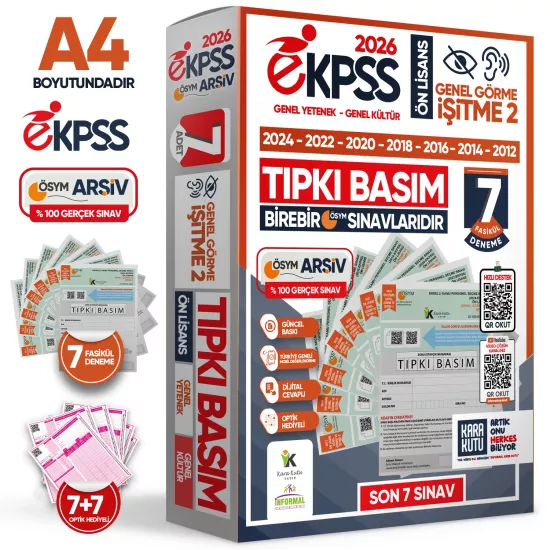 2026 EKPSS Önlisans Genel Görme İşitme-2 ÖSYM Çıkmış Soru Tıpkı Basım 7li Kitapçık TG Deneme Paketi