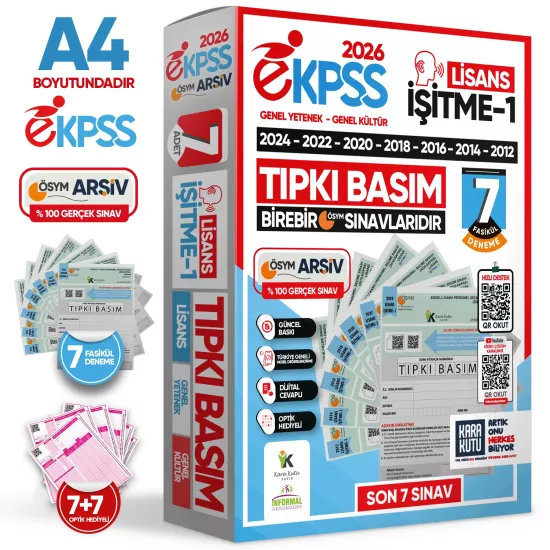 2026 EKPSS Lisans İşitme-1 ÖSYM Çıkmış Soru Tıpkı Basım Soru Kitapçıkları 7li TG Deneme Paketi