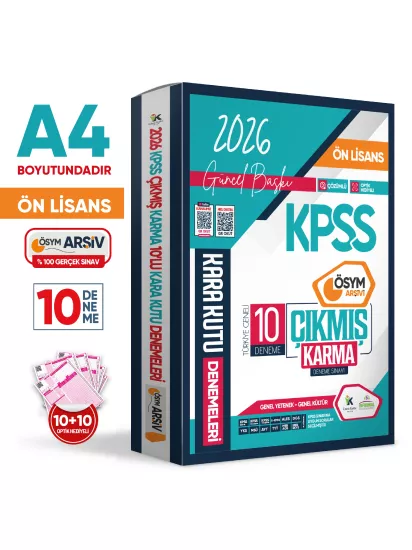 2026 KPSS Önlisans GY-GK ÖSYM Arşivi Çıkmış Karma Kara Kutu 10lu Deneme Paketi Dijital Çözümlü