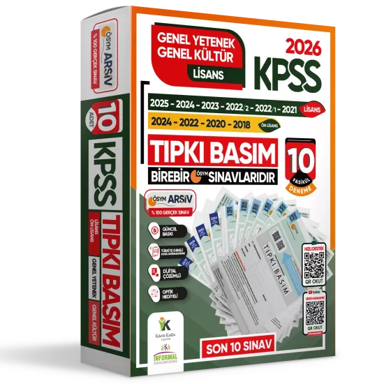 2026 KPSS Genel Yetenek-Genel Kültür Çıkmış Soru Tıpkı Basım 10lu Deneme Paketi TG Video/PDF Çözümlü
