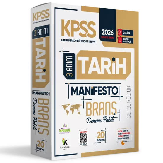 2026 KPSS Genel Kültür 3 Adım Tarih Manifesto 20li Dijital Çözümlü Branş Deneme Paketi