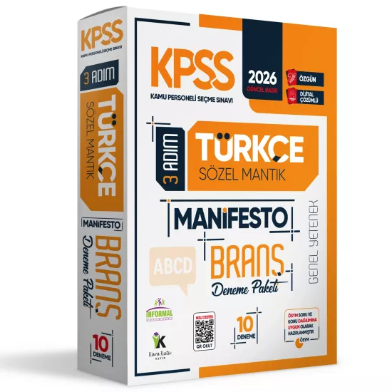 2026 KPSS Türkçe 3 Adım Manifesto Branş Deneme Paketi 10lu Dijital Çözümlü (Sözel Mantık Dahildir)