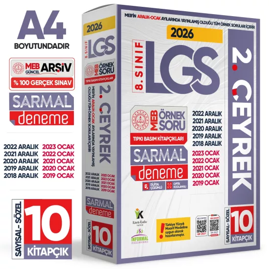 2026 8.Sınıf LGS 2.ÇEYREK Aralık-Ocak Ayı MEB Örnek Soru Tıpkı Basım Sarmal Deneme Paketi Çözümlü
