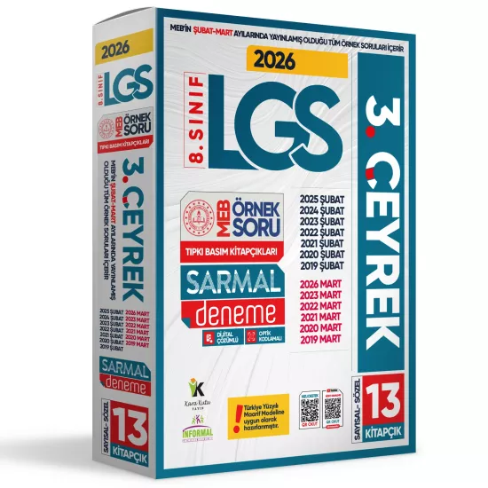 2026 8.Sınıf LGS 3. ÇEYREK Şubat-Mart Ayı MEB Örnek Soru Tıpkı Basım Sarmal Deneme Paketi Çözümlü