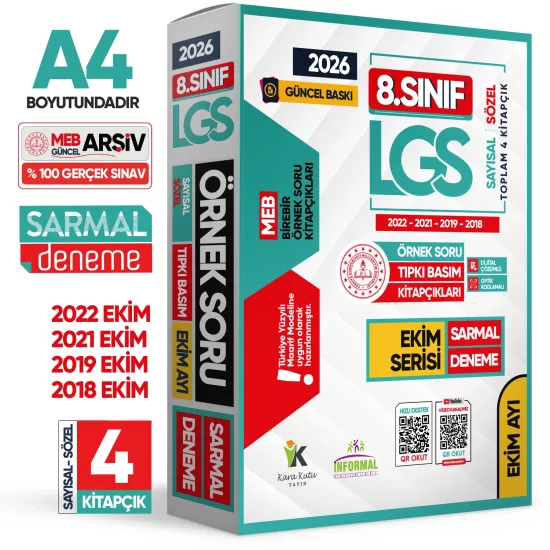 2026 8.Sınıf LGS Ekim Ayı MEB Örnek Soru Tıpkı Basım 4lü Sarmal Deneme Paketi Dijital Çözümlü