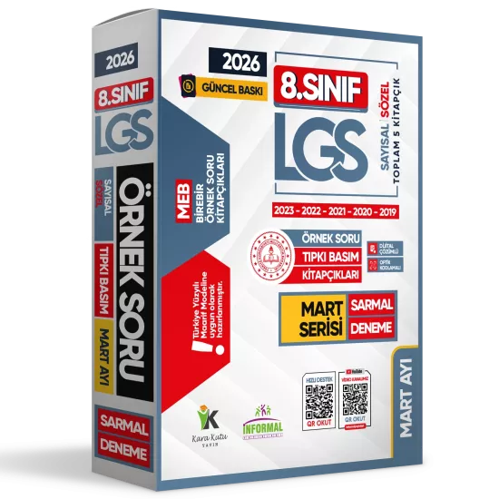 2026 8.Sınıf LGS Mart Ayı MEB Örnek Soru Tıpkı Basım 5li Sarmal Deneme Paketi Dijital Çözümlü