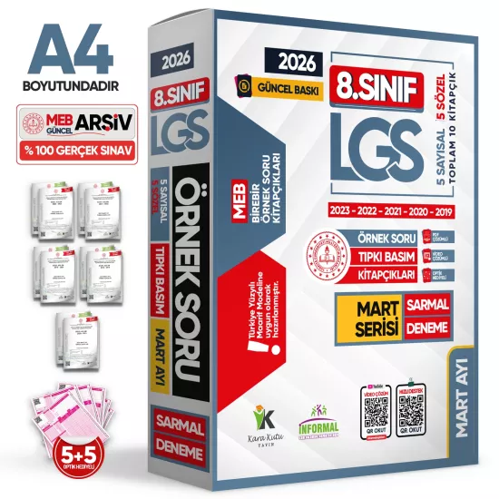 2026 8.Sınıf LGS Mart Ayı MEB Örnek Soru Tıpkı Basım 5li Sarmal Deneme Paketi Video/PDF Çözümlü