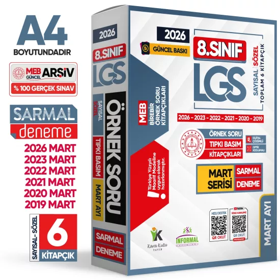 2026 8.Sınıf LGS Mart Ayı MEB Örnek Soru Tıpkı Basım 6lı Sarmal Deneme Paketi Dijital Çözümlü