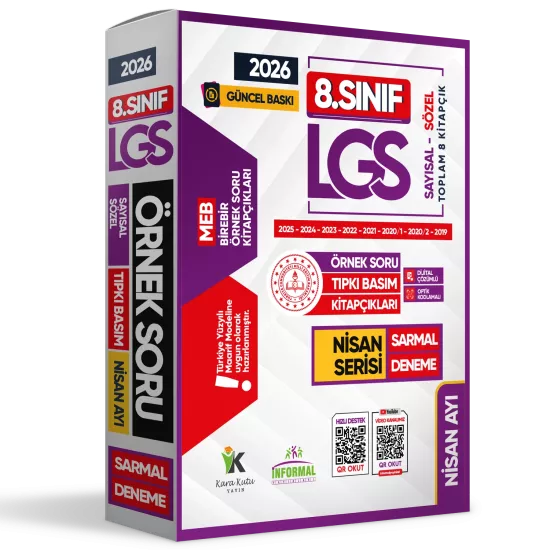 2026 8.Sınıf LGS Nisan Ayı MEB Örnek Soru Tıpkı Basım 8li Sarmal Deneme Paketi Dijital Çözümlü