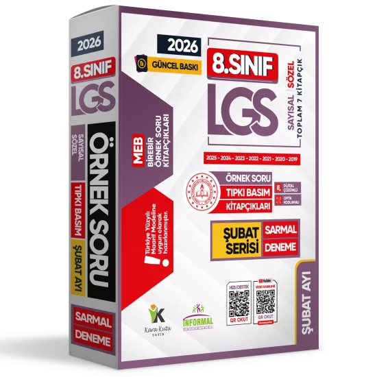 2026 8.Sınıf LGS Şubat Ayı MEB Örnek Soru Tıpkı Basım 7li Sarmal Deneme Paketi Dijital Çözümlü