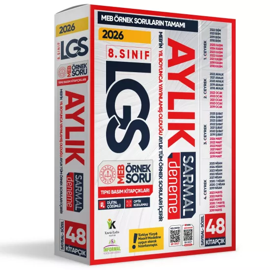 2026 8.Sınıf LGS Aylık SARMAL Deneme Seti MEB Örnek Soru Tıpkı Basım Çözümlü PAKET