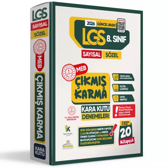 2026 8.Sınıf LGS 20li Deneme ÇIKMIŞ Soru Arşivi Karma Kara Kutu Deneme Sınavı Paketi Dijital Çözümlü