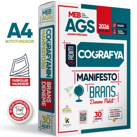 2026 MEB AGS 3 Adım Coğrafya Manifesto Branş Deneme Paketi 30lu Fasikül Seti Özgün Dijital Çözümlü