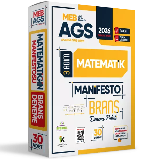 2026 MEB AGS Sayısal Yetenek MATEMATİK 3 Adım Manifesto 30 Adet Branş Denemesi Seti Dijital Çözümlü