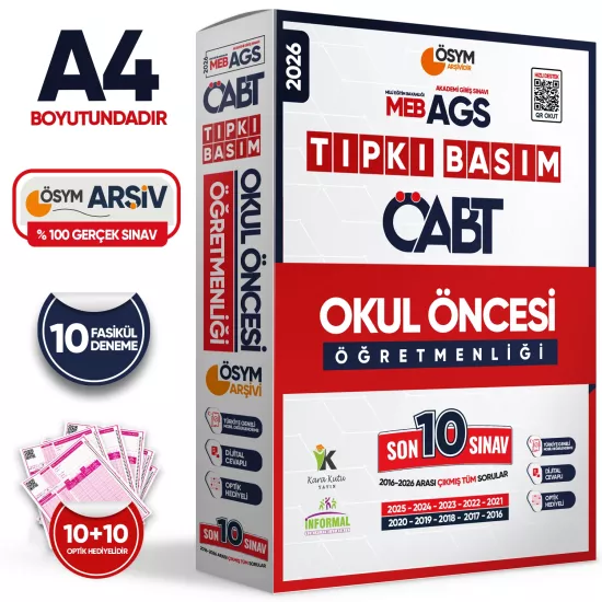2026 MEB-AGS ÖABT OKUL ÖNCESİ Öğretmenliği ÖSYM Tıpkı Basım 10lu Deneme Paketi Türkiye Geneli