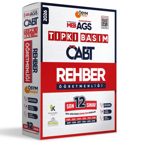 2026 MEB-AGS ÖABT Rehber Öğretmenliği ÖSYM Tıpkı Basım 12’li Deneme Paketi Dijital Cevaplı