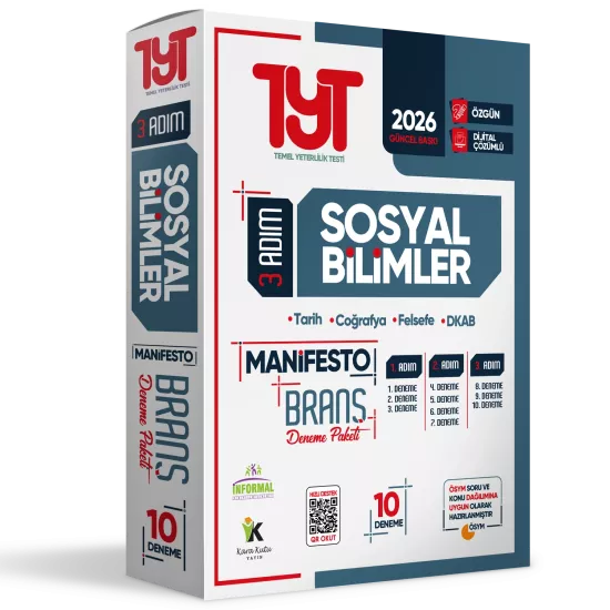 2026 YKS TYT Sosyal Bilimler 3 Adım Manifesto 10 Adet Branş Deneme Paketi Dijital Çözümlü
