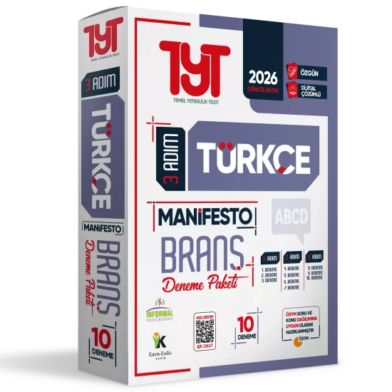 2026 YKS TYT Türkçe 3 Adım Manifesto 10 Adet Branş Deneme Paketi Dijital Çözümlü