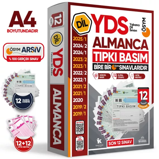 2026 YDS Almanca ÖSYM Tıpkı Basım Çıkmış Soru Deneme Paketi 12li Fasikül SETİ
